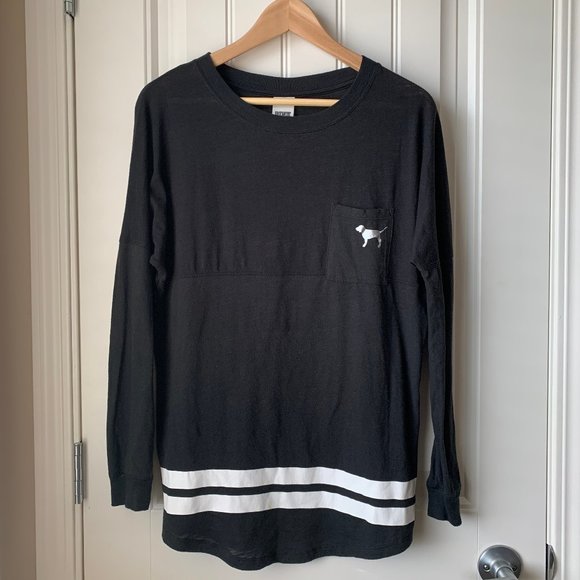 PINK Victoria's Secret Tops - VS PINK Two Toned Sequin Long Sleeve Shirt Sz S